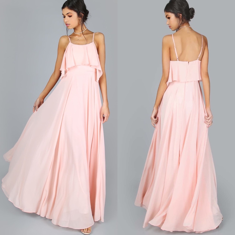 NWOT Blush Chiffon Cold Shoulder Evening Dress